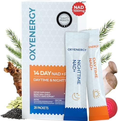 Suplemento OxyEnergy NAD 1550 mg - Nicotinamida Ribósido Diurna + L-Triptófano Nocturno con Resveratrol, Glutatión, PQQ, Energía Continua, - imagen 1