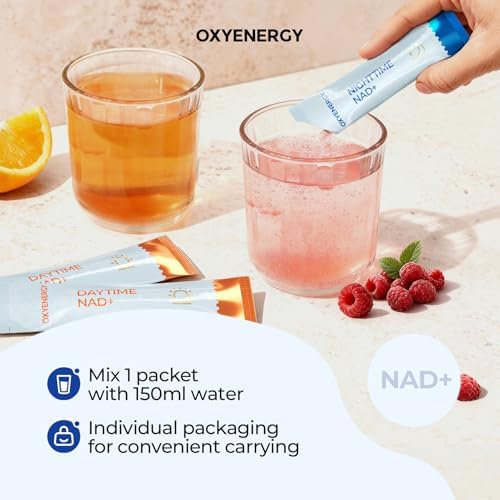 Suplemento OxyEnergy NAD 1550 mg - Nicotinamida Ribósido Diurna + L-Triptófano Nocturno con Resveratrol, Glutatión, PQQ, Energía Continua, - imagen 8