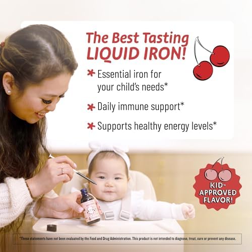 Suplementos de Hierro Líquido Orgánico Legendairy Milk para Niños, Vitaminas para Bebés, Sin Azúcar, Sabor Cereza, 60 Porciones, 4 Meses a 3 Años - imagen 3