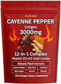 AuriLabs Cápsulas Blandas de Chile Cayenne - Mejoradas con Complejo de Vitamina D3+K2 - Contiene Extractos de Semilla de Uva, Espino y Remolacha - - imagen 1