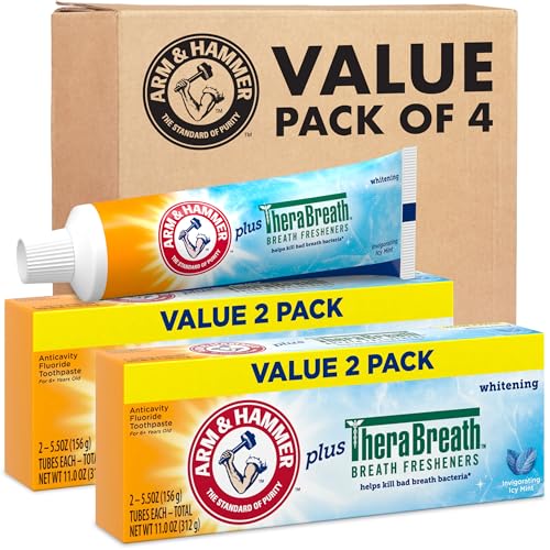 Pasta de Dientes ARM & HAMMER Plus TheraBreath, Sabor Menta Helada, Blanqueadora y Anticaries, 5.5 Oz (Paquete de 4) - imagen 5
