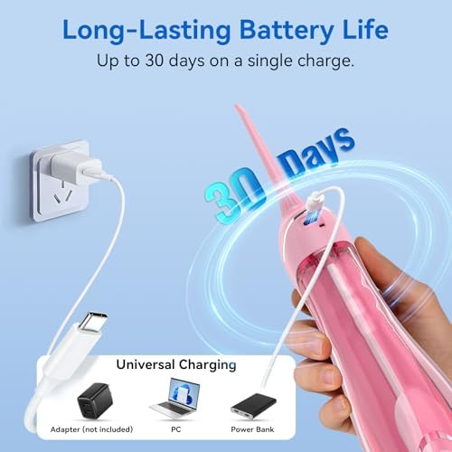 Hilo Dental Eléctrico Portátil: Irrigador Oral Recargable a Batería, 4 Modos, 5 Boquillas, 300ML, IPX7, Ideal para Brackets, Viajes y Uso en Casa, - imagen 7