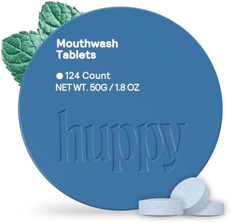 Tabletas de Enjuague Bucal Huppy, Nano Hidroxiapatita, Sin Alcohol ni Flúor, Aliento Fresco Natural, Remineralizantes, Sin SLS, Sin Plástico, Viaje, - imagen 1