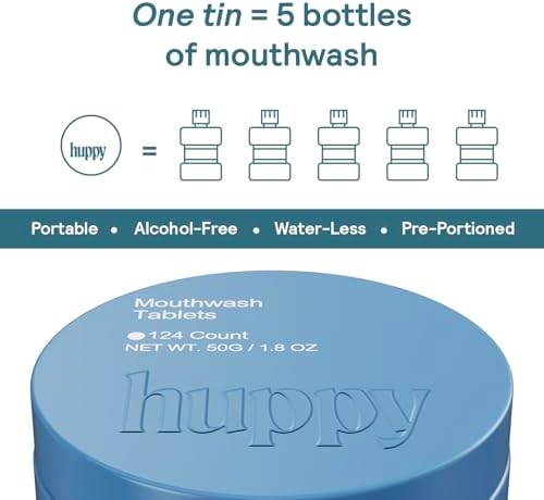 Tabletas de Enjuague Bucal Huppy, Nano Hidroxiapatita, Sin Alcohol ni Flúor, Aliento Fresco Natural, Remineralizantes, Sin SLS, Sin Plástico, Viaje, - imagen 6