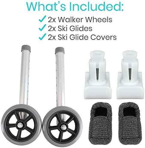 Ruedas Vive Walker, Esquís y Cubiertas de Accesorios para Personas Mayores (6 PZS), Pies de Reemplazo para Andador Médico, Estabilidad Frontal y - imagen 4