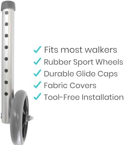 Ruedas Vive Walker, Esquís y Cubiertas de Accesorios para Personas Mayores (6 PZS), Pies de Reemplazo para Andador Médico, Estabilidad Frontal y - imagen 7