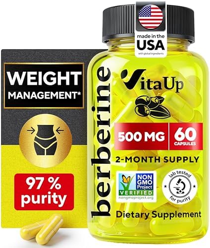 Suplemento de Berberina VitaUp 500mg - Hecho en EE. UU. - Berberina HCL No GMO - Suplementos para Control de Peso, Energía y Apoyo Inmunológico - 60 - imagen 1