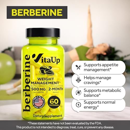 Suplemento de Berberina VitaUp 500mg - Hecho en EE. UU. - Berberina HCL No GMO - Suplementos para Control de Peso, Energía y Apoyo Inmunológico - 60 - imagen 3