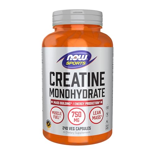 Now Foods Suplemento Deportivo, Creatina Monohidratada 750 mg, Aumento de Masa/Energía, 240 Cápsulas Veganas - imagen 1