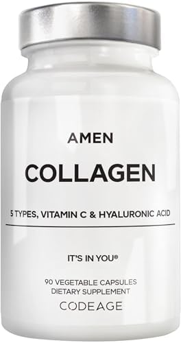Cápsulas de Colágeno Multi Peptídico Amen con Ácido Hialurónico y Vitamina C - 5 Tipos de Colágeno Tipo I, II, III, V, X - Hidrolizado de Pasto - 90 - imagen 1