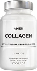 Cápsulas de Colágeno Multi Peptídico Amen con Ácido Hialurónico y Vitamina C - 5 Tipos de Colágeno Tipo I, II, III, V, X - Hidrolizado de Pasto - 90 - imagen 1