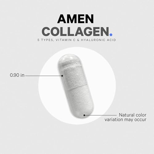 Cápsulas de Colágeno Multi Peptídico Amen con Ácido Hialurónico y Vitamina C - 5 Tipos de Colágeno Tipo I, II, III, V, X - Hidrolizado de Pasto - 90 - imagen 8
