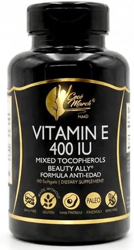 Coco March N.M.D Vitamina E Natural 400 IU con Tocoferoles Mixtos – Suplemento para el Corazón, Piel y Ojos, Antioxidantes, Libre de Gluten y - imagen 1