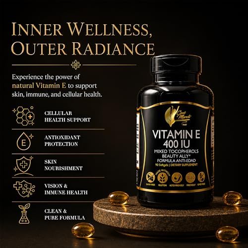 Coco March N.M.D Vitamina E Natural 400 IU con Tocoferoles Mixtos – Suplemento para el Corazón, Piel y Ojos, Antioxidantes, Libre de Gluten y - imagen 4