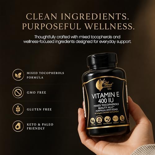 Coco March N.M.D Vitamina E Natural 400 IU con Tocoferoles Mixtos – Suplemento para el Corazón, Piel y Ojos, Antioxidantes, Libre de Gluten y - imagen 6