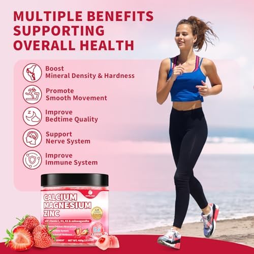 Gomitas de Calcio 1200 Mg con Vitamina D3 y K2, Suplemento de Calcio Citrato para Adultos, con Magnesio, Zinc, B6 y B12 - Absorción Extra - imagen 2