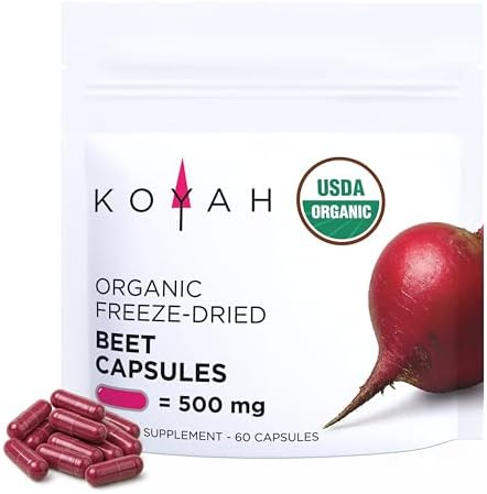 KOYAH - Cápsulas Orgánicas de Remolacha – Raíz de Remolacha Liofilizada – 500 mg por Cápsula – Soporte Cardiovascular y Flujo Sanguíneo* - 60 Cápsulas - imagen 1