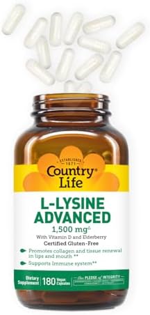 Country Life L-Lisina 1500mg Cápsulas con Vitamina D y Saúco – Soporte Inmunológico Avanzado y Renovación de Colágeno – Certificado Sin Gluten y - imagen 2