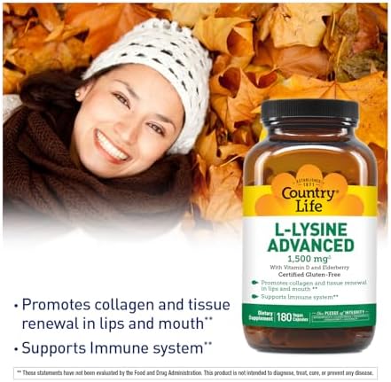 Country Life L-Lisina 1500mg Cápsulas con Vitamina D y Saúco – Soporte Inmunológico Avanzado y Renovación de Colágeno – Certificado Sin Gluten y - imagen 5