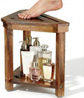 Taburete de Ducha de Madera de Acacia Dozesheep para Afeitar Piernas, con Estante de Almacenamiento, Resistente al Agua, Ideal para Espacios Pequeños - imagen 1