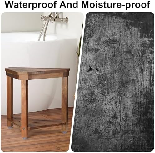 Taburete de Ducha de Madera de Acacia Dozesheep para Afeitar Piernas, con Estante de Almacenamiento, Resistente al Agua, Ideal para Espacios Pequeños - imagen 6
