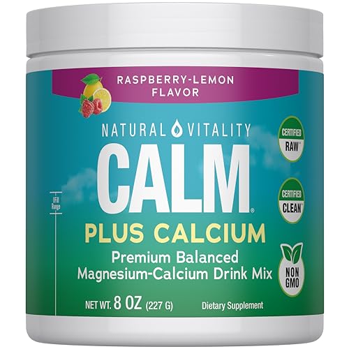 Natural Vitality Calm Magnesio con Calcio 8oz en Polvo | Mezcla de Bebida Premium Sabor Frambuesa Limón | Suplemento Sin OGM y Sin Gluten - imagen 3