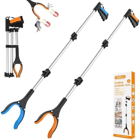 Juego de 2 Herramientas de Alcance Extra Largo de 43, Recolector Plegable con Mandíbula Rotativa de 360° y Magnéticos, Pinzas de 4 para Recoger - imagen 1