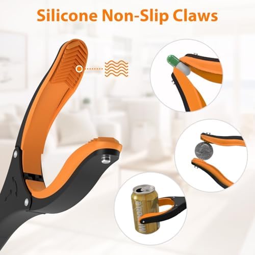 Juego de 2 Herramientas de Alcance Extra Largo de 43, Recolector Plegable con Mandíbula Rotativa de 360° y Magnéticos, Pinzas de 4 para Recoger - imagen 3