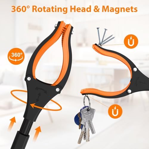 Juego de 2 Herramientas de Alcance Extra Largo de 43, Recolector Plegable con Mandíbula Rotativa de 360° y Magnéticos, Pinzas de 4 para Recoger - imagen 4