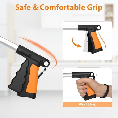 Juego de 2 Herramientas de Alcance Extra Largo de 43, Recolector Plegable con Mandíbula Rotativa de 360° y Magnéticos, Pinzas de 4 para Recoger - imagen 5