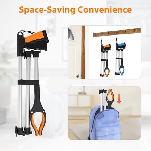 Juego de 2 Herramientas de Alcance Extra Largo de 43, Recolector Plegable con Mandíbula Rotativa de 360° y Magnéticos, Pinzas de 4 para Recoger - imagen 7