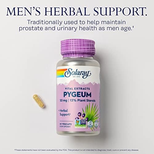 Extracto de Corteza de Pygeum SOLARAY 50mg - Suplemento para la Salud Prostática - Contiene 6.5mg de Esteroles Vegetales, No GMO, Vegano, 60 Cápsulas - imagen 3