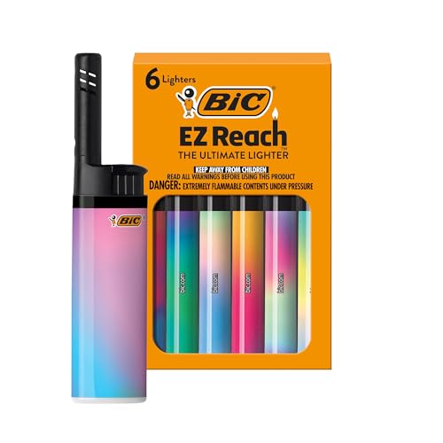 Encendedores BIC EZ Reach, Encendedor de Cuello Largo, Diseños Gradientes, Paquete de 6 (Diseños Pueden Variar) - imagen 2