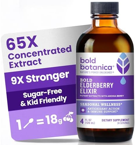 Elixir de Saúco Bold Botanica – Extracto Concentrado 65X – Sin Azúcar y Amigable para Niños – Jarabe para el Sistema Inmunológico con Aronia y Fruta - imagen 1