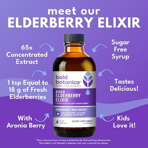 Elixir de Saúco Bold Botanica – Extracto Concentrado 65X – Sin Azúcar y Amigable para Niños – Jarabe para el Sistema Inmunológico con Aronia y Fruta - imagen 3