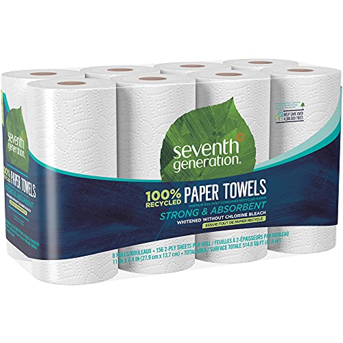 Toallas de Cocina de Papel 100% Reciclado Seventh Generation, 2 Capas, 11 x 5.4, 156 Hojas/Rollo, 8 Rollos/Paquete - imagen 2