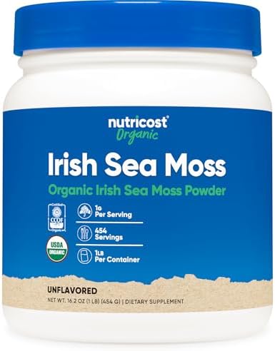 Nutricost Polvo de Musgo Irlandés Orgánico (1 LB) - Libre de Gluten, No Transgénico, Apto para Vegetarianos - imagen 1