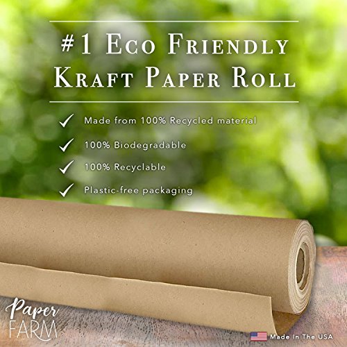Papel Kraft Ecológico en Rollo Jumbo | Material Reciclado Biodegradable | Hecho en EE. UU. | Multiusos: Papel de Regalo Natural, Caminera, Mudanza, - imagen 2