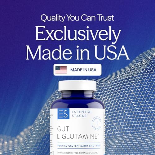 Cápsulas de L-Glutamina 1000mg Essential Stacks (Hecho en EE. UU.) - Sin Gluten, Lácteos ni Soja, No OGM para la Salud Digestiva - 60 Porciones (120 - imagen 2