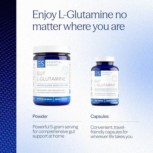 Cápsulas de L-Glutamina 1000mg Essential Stacks (Hecho en EE. UU.) - Sin Gluten, Lácteos ni Soja, No OGM para la Salud Digestiva - 60 Porciones (120 - imagen 8