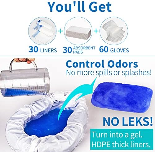 Forros desechables para orinal MINIVON con almohadillas super absorbentes - Paquete de 30 - Bolsa para orinal con cordón, grado médico y ajuste - imagen 2