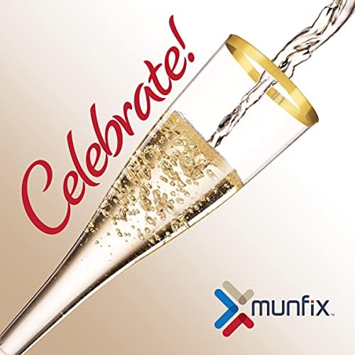 Paquete de 50 Copas de Champagne de Plástico con Borde Dorado Munfix 5 Oz, Vasos Desechables Elegantes para Bodas y Fiestas - imagen 4