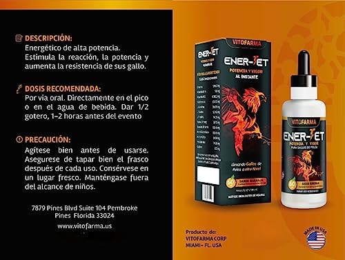 VITOFARMA Ener-Jet Suplemento Energético Natural para Gallos - Multivitamínico Líquido 60 ml - imagen 5