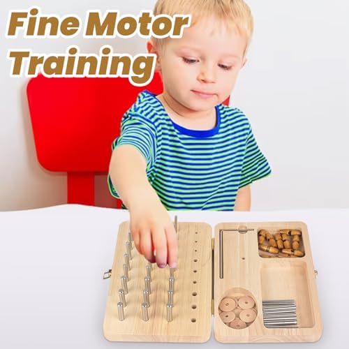 Tablero de Madera U Tag It para Terapia de Mano, 36 Agujeros con Kit Multifuncional para Mejorar Habilidades Motoras Finas y Destreza de Dedos - imagen 3