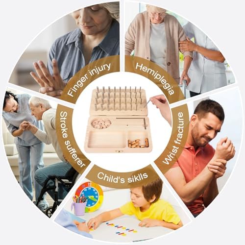 Tablero de Madera U Tag It para Terapia de Mano, 36 Agujeros con Kit Multifuncional para Mejorar Habilidades Motoras Finas y Destreza de Dedos - imagen 4