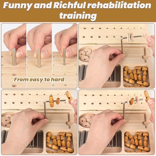 Tablero de Madera U Tag It para Terapia de Mano, 36 Agujeros con Kit Multifuncional para Mejorar Habilidades Motoras Finas y Destreza de Dedos - imagen 7