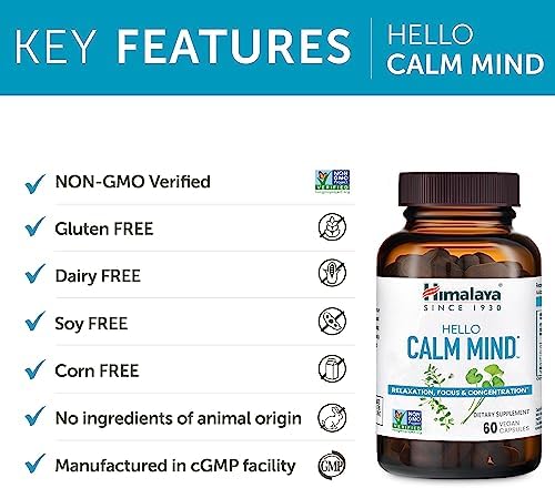 Suplemento Herbal Himalaya Hello Calm Mind con Bacopa, L-Theanina y Gotu Kola, Apoya la Concentración y la Relajación, Vegano, Sin Gluten, 60 Cápsulas - imagen 5