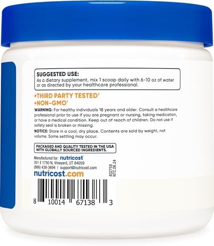Nutricost Polvo de L-Serina, 113 Porciones (0.5LB) - 2,000 MG por Porción - Sin OGM, Libre de Gluten - imagen 4
