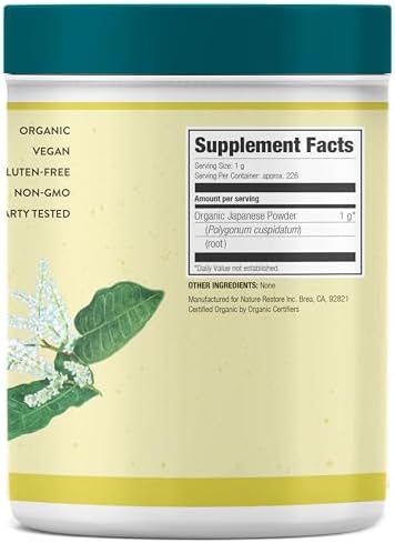 Polvo de Knotweed Japonés Orgánico Certificado USDA Nature Restore, 8 Onzas, Trans-resveratrol Natural, No GMO, Sin Gluten, Polygonum Cuspidatum - imagen 2