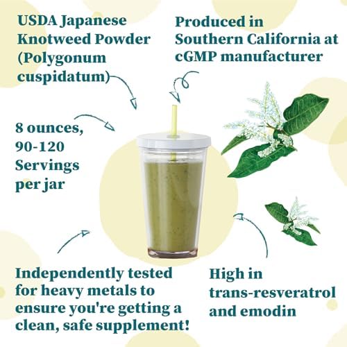 Polvo de Knotweed Japonés Orgánico Certificado USDA Nature Restore, 8 Onzas, Trans-resveratrol Natural, No GMO, Sin Gluten, Polygonum Cuspidatum - imagen 4